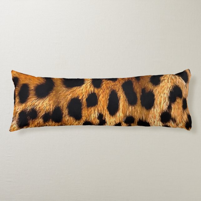 Leopard Spots Black Brown Vild Animal Fine Art Kroppskudde (Framsidan)