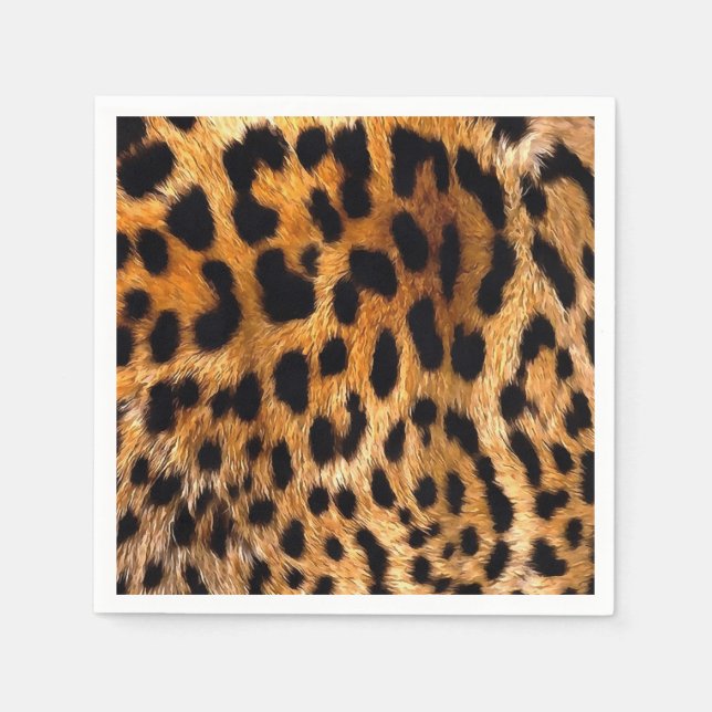 Leopard Spots Black Brown Vild Animal Fine Art Pappersservett (Framsidan)