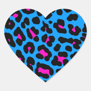 Leopard Spots (blått) Hjärtformat Klistermärke