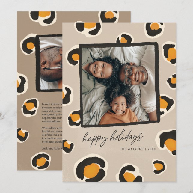 Leopard Spots Flat Helgdag Card Julkort (Fram/baksida)