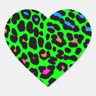 Leopard Spots (Grönt) Hjärtformat Klistermärke