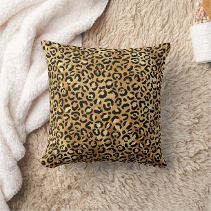 Leopard Spots Guld Black Animal Print Mönster Kudde