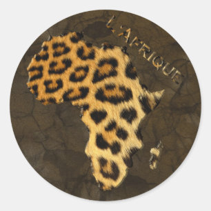 Leopard Spots Karta i AFRIKA Sticker Series Runt Klistermärke