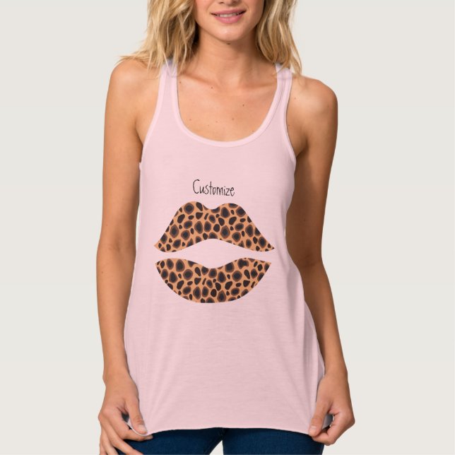 Leopard Spots Lipstick Kiss Thunder_Cove Linne Med Racerback (Framsida)