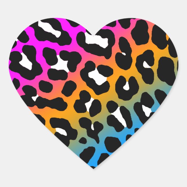 Leopard Spots (Multifärgad) Hjärtformat Klistermärke (Framsida)