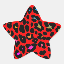 Leopard Spots (Röd) Stjärnformat Klistermärke