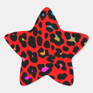 Leopard Spots (Röd) Stjärnformat Klistermärke