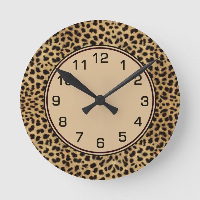 Leopard Spots Skin Numbers Rund Klocka (Framsida)