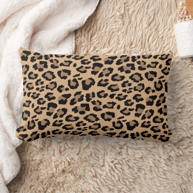Leopard Spots Tan Brown Animal Print Mönster Lumbarkudde (Filt)