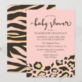 Leopard Spots & Tiger Rand Baby Shower Inbjudningar