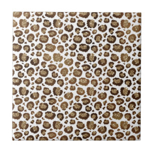 Leopard Spots Vilda djur Golden Glitter Safari Kakelplatta