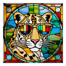 Leopard Stached Glass Perfect Poster