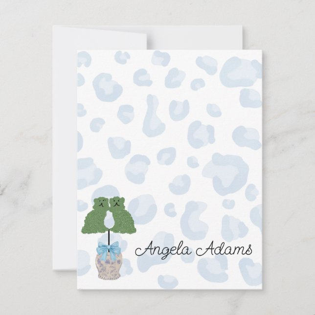 Leopard Stafford Hundar Topiary Note Card Anteckningskort (Framsida)