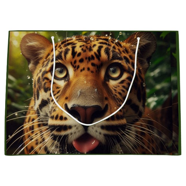 Leopard Stares medan Vatten är på plats i Jungle (Framsidan)