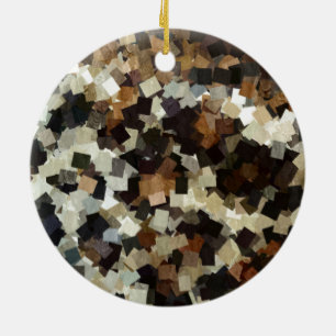Leopard Stil Brown Black Square Mönster Julgransprydnad Keramik