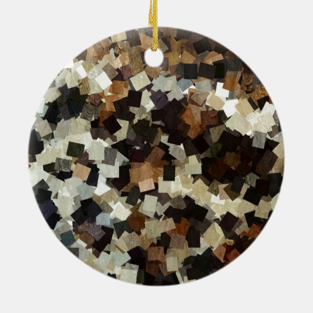 Leopard Stil Brown Black Square Mönster Julgransprydnad Keramik (Baksidan)