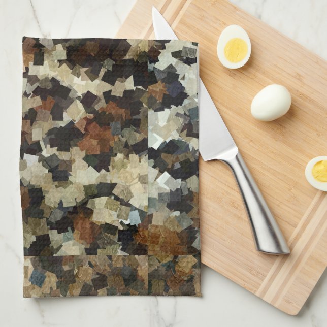 Leopard Stil Brown Black Square Mönster Kökshandduk (Vikt i Fjärdedel)