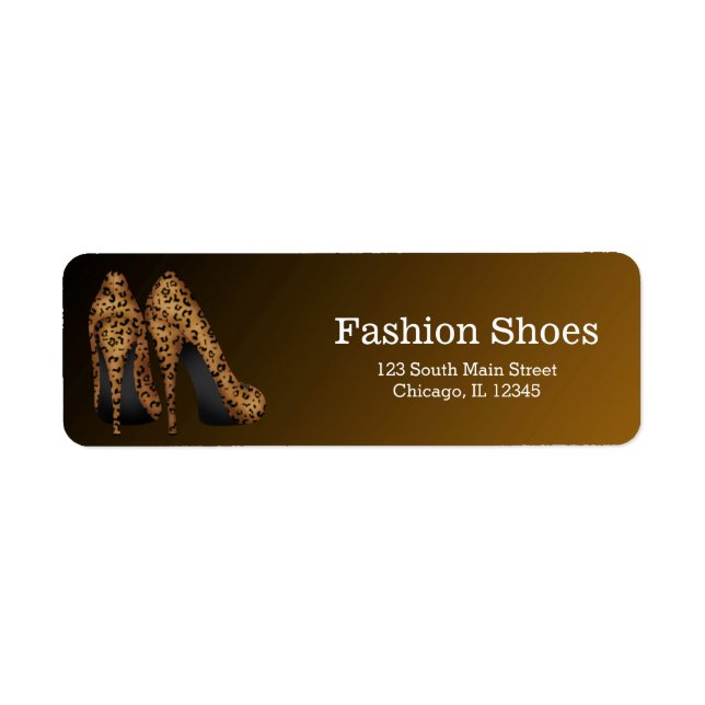 Leopard Stilettos Returadress Etikett (Framsidan)