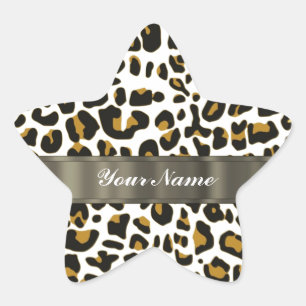 leopard stjärnformat klistermärke