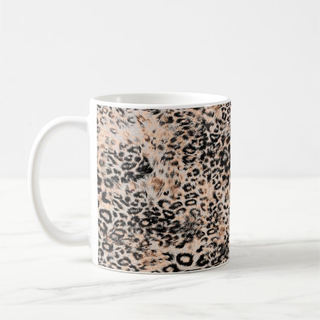 Leopard struktur, leopard animal print mönster kaffemugg (Vänster)