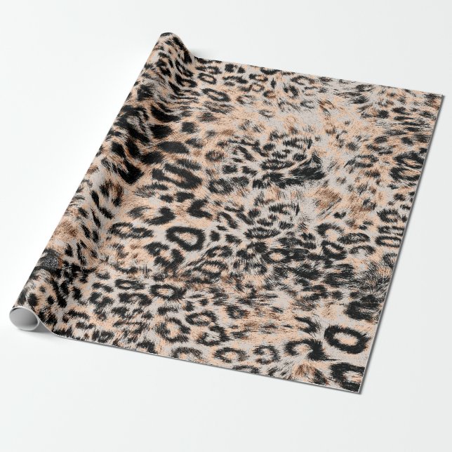 Leopard struktur, leopard animal print mönster presentpapper (Utrullad)