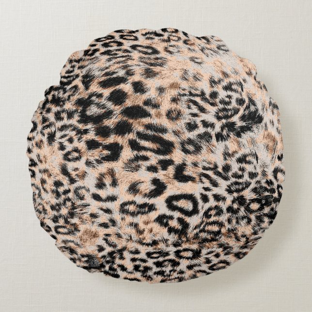 Leopard struktur, leopard animal print mönster rund kudde (Framsidan)