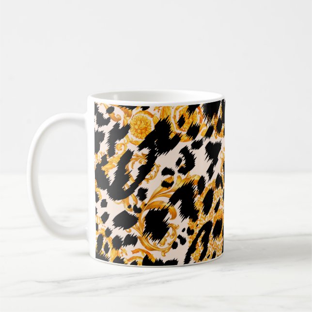 Leopard struktur med guld baroque mönster kaffemugg (Vänster)