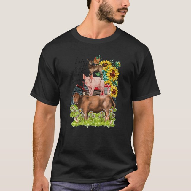 Leopard Sunflower Farm Animals Vegan Life Is About T Shirt (Framsida)