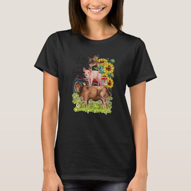 Leopard Sunflower Farm Animals Vegan Life Is About T Shirt (Framsida)