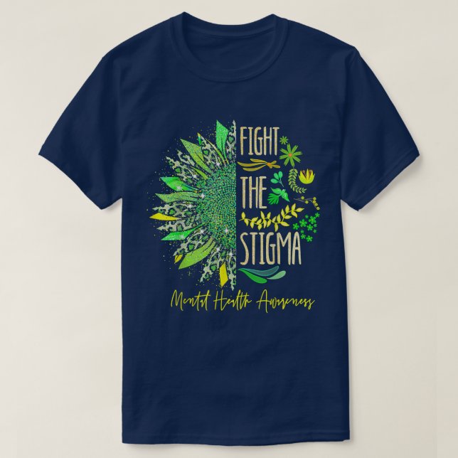 Leopard Sunflower Fight The Stigma Mental Health A T Shirt (Design framsida)