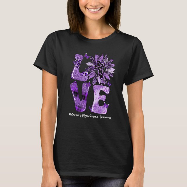 Leopard Sunflower LOVE Pulmonary Hypertension Awar T Shirt (Framsida)