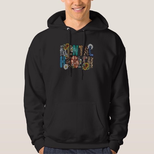 Leopard Sunflower Mental Health Matters Human Brai Hoodie (Framsida)