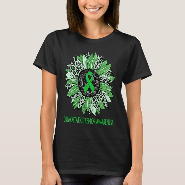 Leopard Sunflower Orthostatic Tremor Awareness Gre T Shirt (Framsida)
