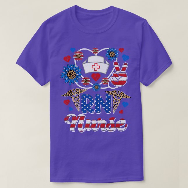 Leopard Sunroll RN Nurse American Flagga Funny 4:e T Shirt (Design framsida)