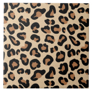 Leopard, svart, brun, rost och tan kakelplatta