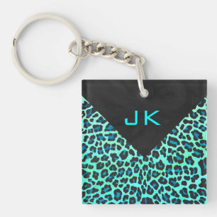 Leopard Svart och Turkos Tryck