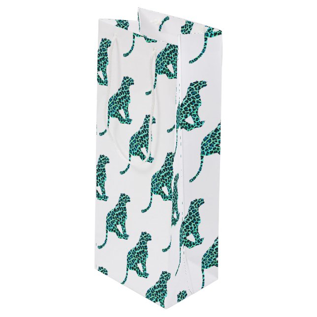 Leopard Svart och Turkos Tryck (Framsidan Vinklad)