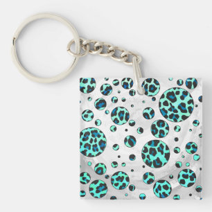 Leopard Svart och Turkos Tryck