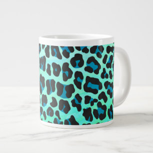 Leopard Svart och Turkos Tryck Jumbo Mugg