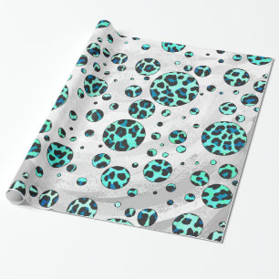 Leopard Svart och Turkos Tryck Presentpapper