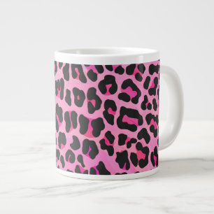Leopard Svart och varmrödrosa tryck Jumbo Mugg