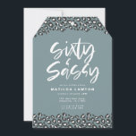Leopard, svart och vit sextio och sassi 60:e meddelande<br><div class="desc">Leopard och svartvit sextio och sassi 60 födelsedagsfest inbjudan. En del av en roligt om insamling av trender för djurtryck. Bakgrunden till färg kan ändras.</div>