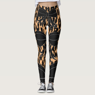 Leopard svarta bow leggings