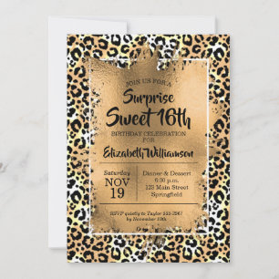 Leopard Sweet 16:e Födelsedagsfest inbjudan