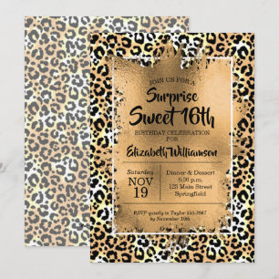 Leopard Sweet 16:e Födelsedagsfest inbjudan