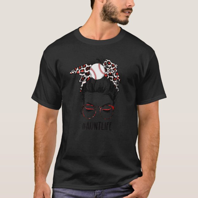 Leopard T Boll Moster Life Messy Bun Game Day Mor Shirt (Framsida)