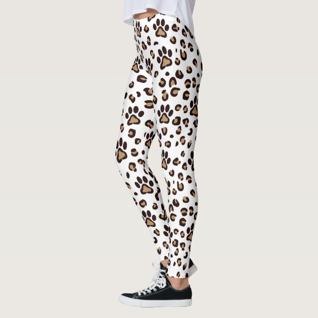 Leopard Tassmönster Djur Leggings (Vänster)