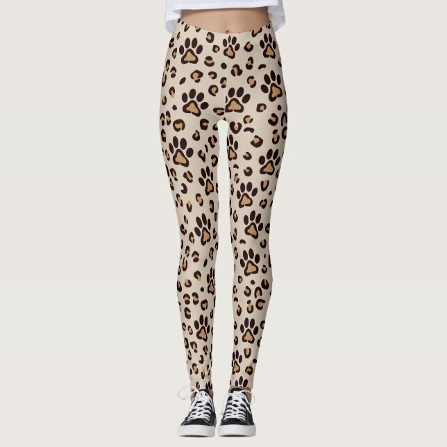 Leopard Tassmönster Djur Leggings (Framsida)
