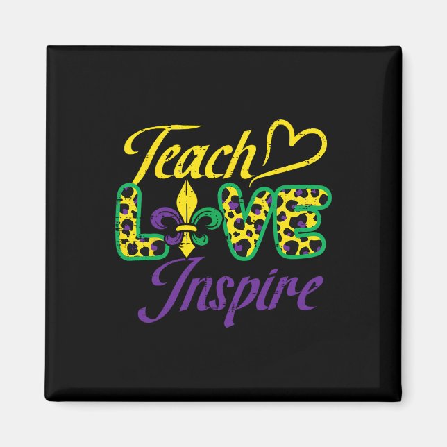 Leopard Teach Kärlek Inspire Mardi Gras Teacher Magnet (Framsidan)