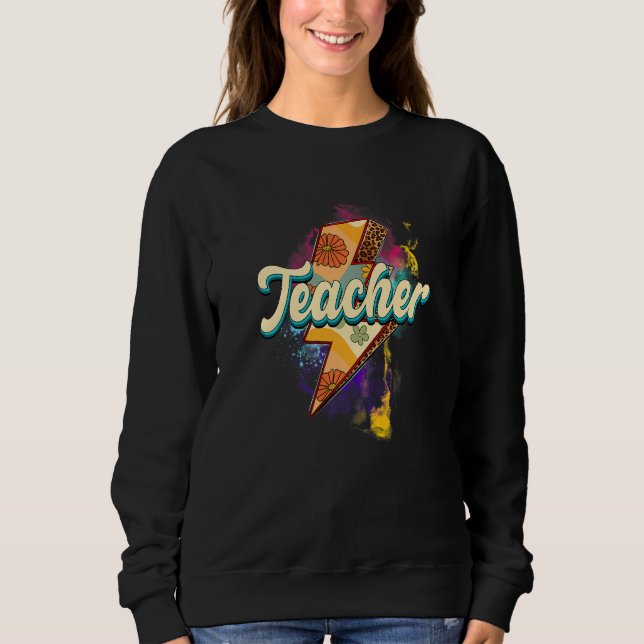 Leopard Teacher  Teacher Lightning Bolt Back To Sc T Shirt (Framsida)